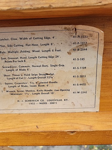 Caja de herramientas de madera militar de Estados Unidos 1952 vintage 142 Ord Co./864 Med Co./Lista de herramientas incl. - Imagen 23 de 24