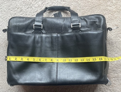 BUXTON BLACK LEATHER LAPTOP BRIEF CASE COMPUTER TOTE BAG-17”W X 12H X 8”D-USED - Afbeelding 19 van 24