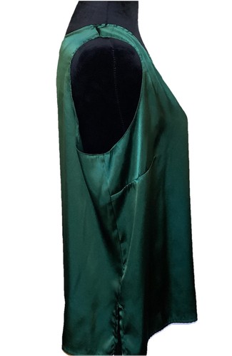 Basic Editions Vtg Green Silk Tank Top Blouse Women's LRG Scoop Neck Holiday 90s - Picture 8 of 21
