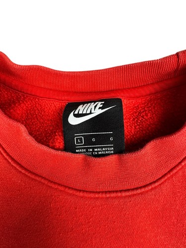 Nike Sweater Mens Red Sweatshirt Logo Swoosh Long Sleeve Crew Neck size L - Picture 9 of 17