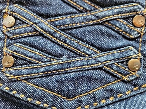 Jeans Coogi para mujer 1/2 lavado oscuro rectos negros dorados bordados Y2K LEER - Imagen 8 de 24