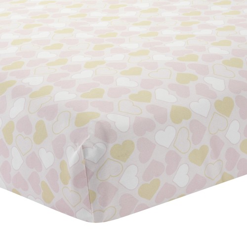 Lambs & Ivy Baby Love 4-Piece Crib Bedding Set - Pink, Gold, White, Love, Hearts - Picture 5 of 7