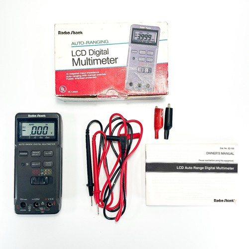 Radio Shack 22-163 Digital LCD Multimeter Auto-Ranging Meter Kabel Handbuch & Box