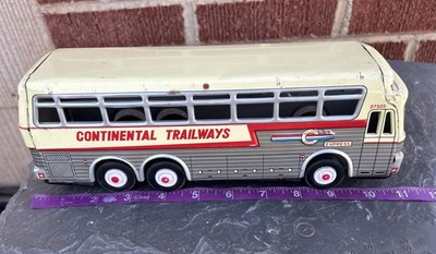Vtg 1960s Continental Trailways Metal Friction 11 inch Bus Works
