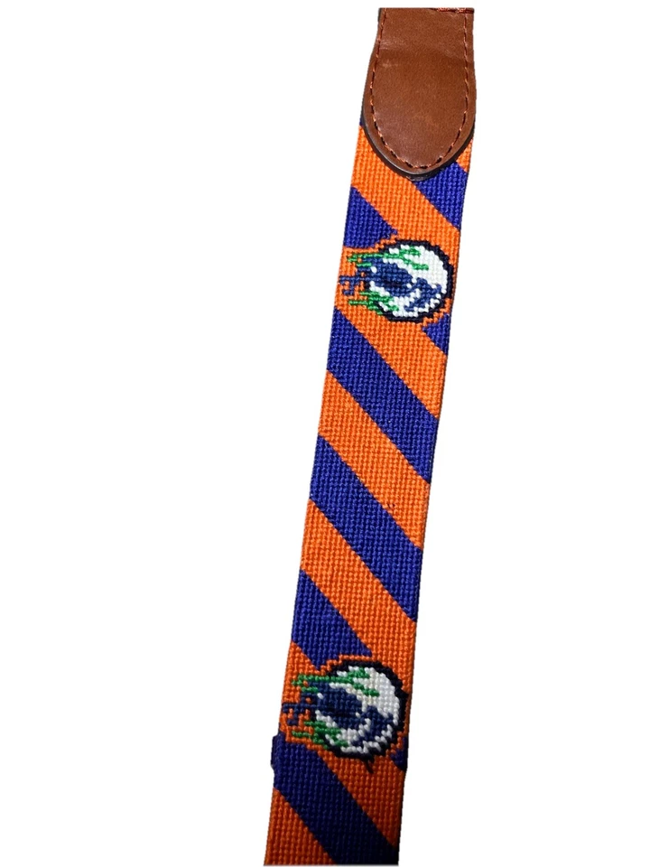 Limited SMATHERS & BRANSON  NEEDLEPOINT BELT MEN'S SIZE 38 Orange / Navy - Image 4 of 4