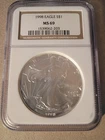 1998 $1 American Silver Eagle NGC MS69 Brown Label