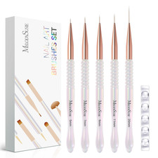5Pcs Nail Art Liner Brushes with Nail Brush Holder, Professional Gel Polish Pain