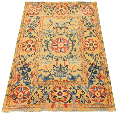 Vintage Light Brown Traditional 4'0" x 5'8" Oriental Hand-Knotted Wool Area Rug - Picture 2 of 9
