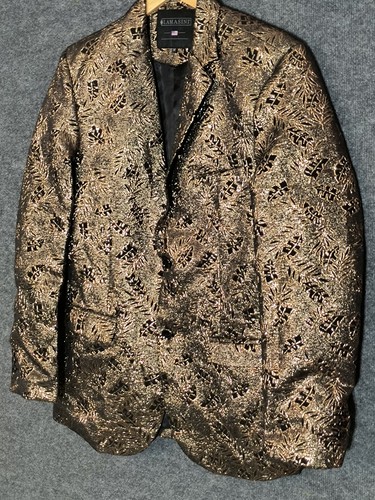 Lamasini Gold und Schwarz Blumen Blazer Herren Anzugjacke Größe M - Bild 3 von 20