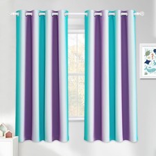  Rideaux occultants enfant pour chambre fille 52"L x 63"L (paquet de 2) sarcelle et violet