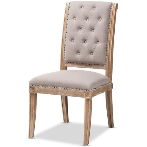 Baxton Studio Charmant Tufted Dining Side Chair in Beige and Oak - Picture 1 of 9