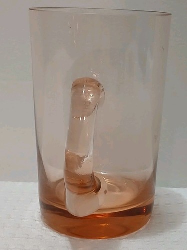 Rosa Depression Glas Tasse hübscher Becher + Henkel Deko Antik Schale Pfirsich - Bild 3 von 9