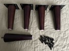 Set Of 5 Bed/Couch/Armchair Contemporary Round Brown Wood Feet/Legs With Screws