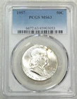 1957 P Franklin Half Dollar PCGS MS63 95% FBL Frosty Luster New Holder #S287B
