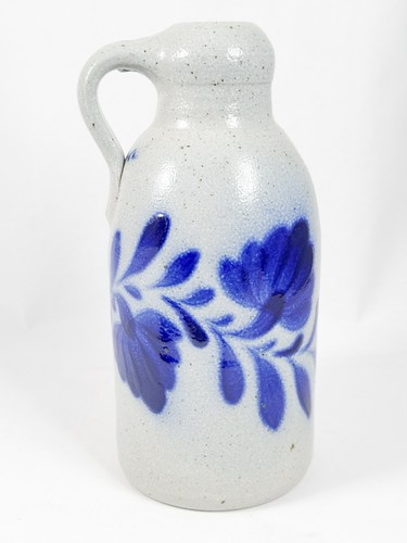 Vintage Salmon Falls Pottery Blue Swallow Stamp Bird House Milk Crock Dover NH - Bild 6 von 10