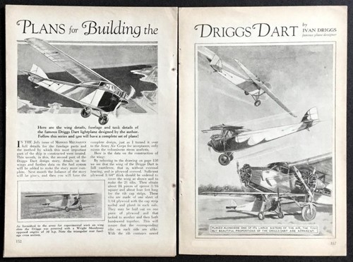 Driggs Dart 1 High Wing Cabin Monoplane 1930 HowTo Build PLANS