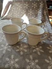 Over And Back Lake Como Set of 4 White Stoneware 17oz Mugs