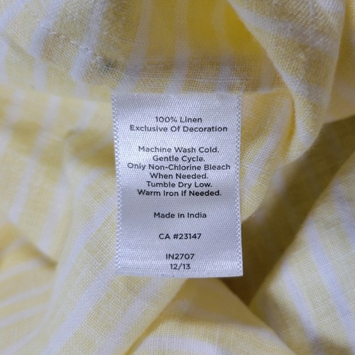 Talbots Top Womens Plus 2X Yellow White Striped 100% Linen Embroidered Summer - Picture 6 of 8