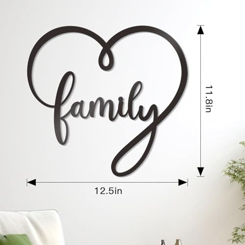 Cute Family Infinity Heart Metal Wall Sign Large Black Metal Family Wall Decor - Picture 4 of 7
