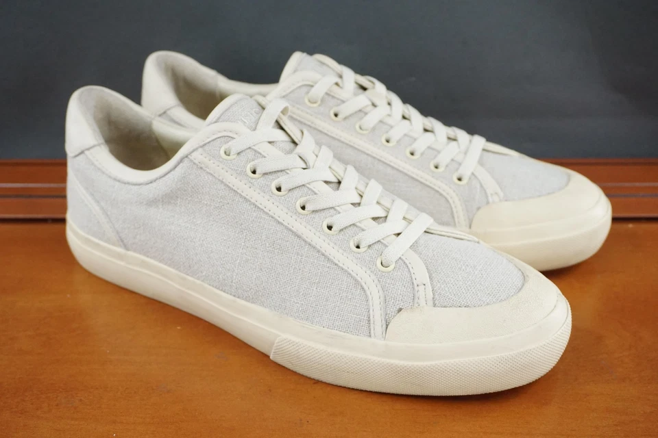 Vince Fulton Casual Shoes Mens Size 9.5 Beige Canvas Low Top Lace Up Sneakers - Image 3 of 4