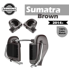 Advanblack Sumatra Brown Lower Vented Fairing 6.5'' Speaker Pod For 2014+ Harley