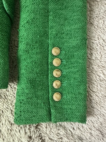 L'AGENCE Women’s Kenzie Double Breasted Tweed Blazer Size 4 Green Formal - Picture 12 of 16