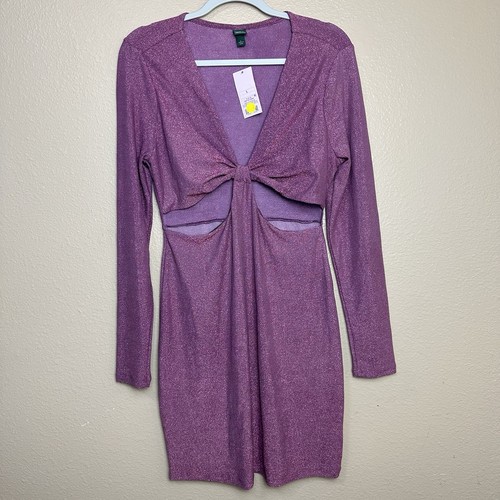 Wild Fable rosa glitzerndes ausgeschnittenes Minikleid Damen Größe Large tiefer Ausschnitt Glitzer