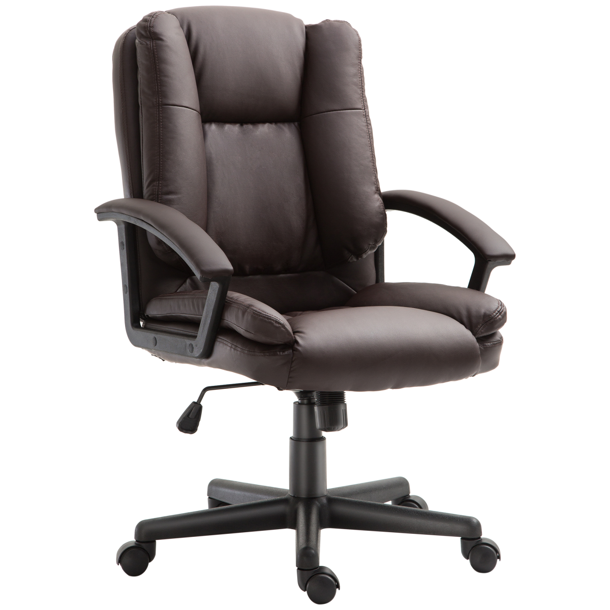 Rackhams Brown Office Chair, Computer Desk Chair, Pu Leather Mid Back Executive Chair With Adjustable Height And Swivel Rolling Wheels For Home Study, - Image 2