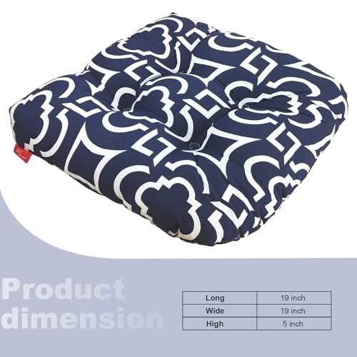 Outdoor Wicker Cushions, Patio U-Shaped Tufted Chair Pads Blue Geometry - Picture 4 of 7