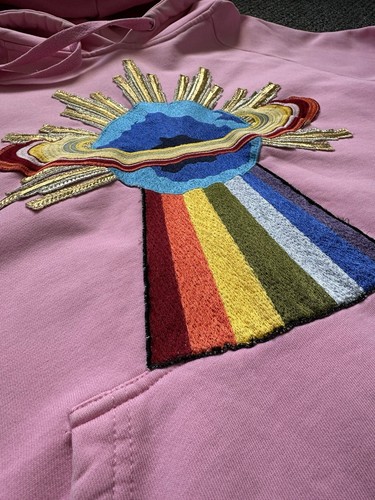 Gucci Rainbow Earth 2017 Pink Hoodie Sweatshirt Size S - Picture 5 of 13