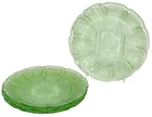 4 Jeannette Depression Glass Green Cherry Blossom Salad Plates 7" Vtg 30s