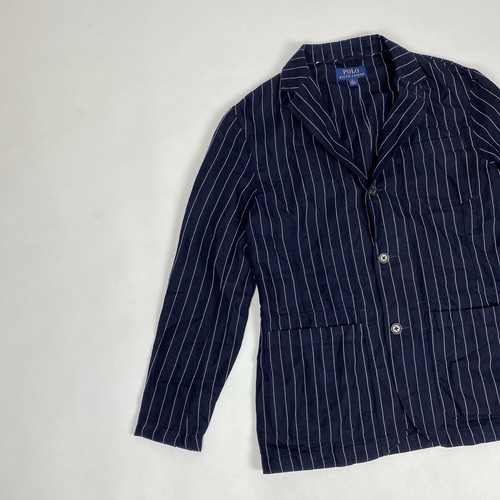 Polo Ralph Lauren Striped Blazer for Men Navy Blue Original Linen Size M Jacket - Picture 3 of 17