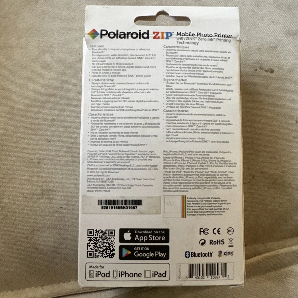 Polaroid ZIP Black Zink Wireless Mobile Photo Printer IOS, Android - Image 2 of 4