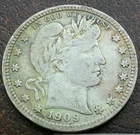 US 1909-D Barber Quarter  **