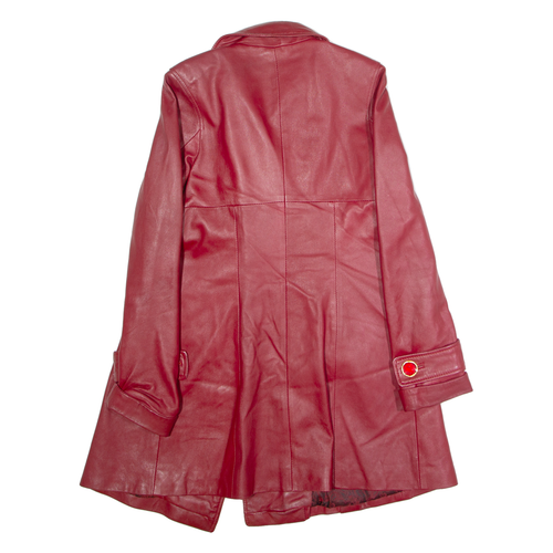 DUMANNI Womens Trench Coat Red Leather S - Picture 3 of 6