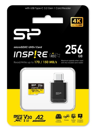 256GB Silicon Power Inspire microSDXC UHS-I V30 A1 4K Memory Card USB Reader - Picture 3 of 3