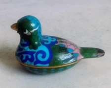 Excellent Condition Vintage Cloisonne Enamel Bird-shaped Incense Container,