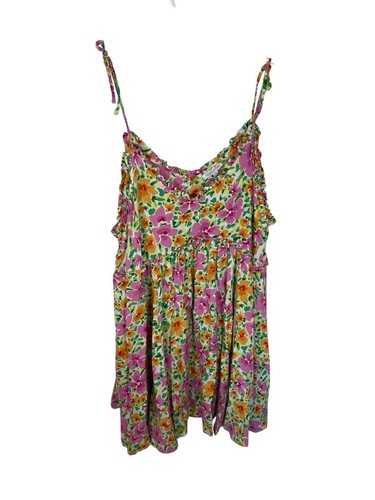 Patrons of Peace Malibu Dress Spaghetti Strap Mini Dress XL color lime Flower - Picture 2 of 9