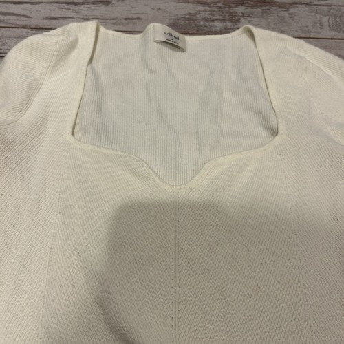 Aritzia Wilfred Greer Creme Wolle Rippstrick Langarm Crop Pullover Oberteil Gr. S - Bild 8 von 9