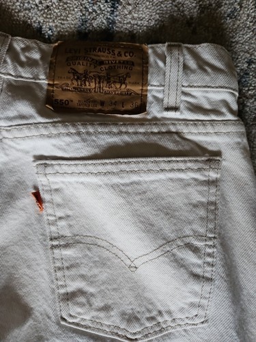 1996 Levi’s White Denim Jeans 550 Mens 34/36 Relaxed Fit Tapered Leg USA Made - Picture 6 of 6