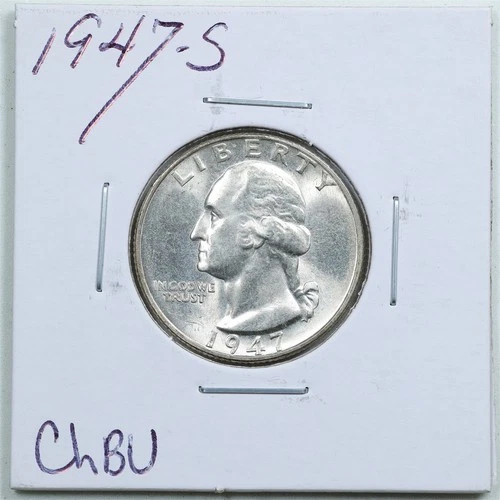 1947-S 25C Washington Silver Quarter Dollar in Choice BU Condition #6377