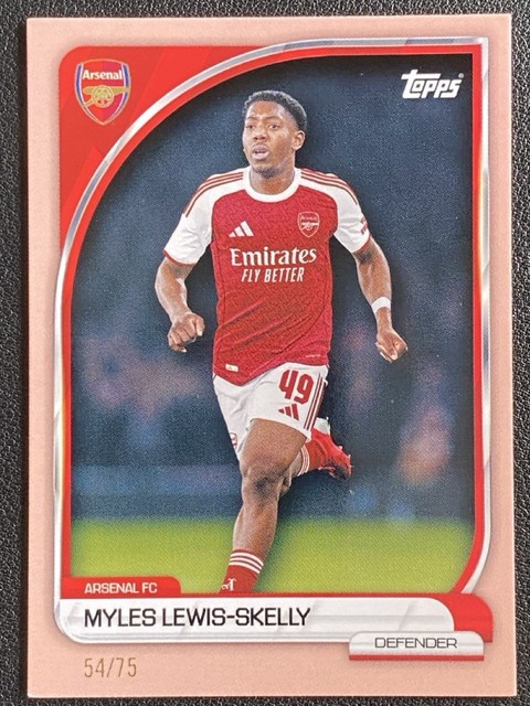 Myles Lewis-Skelly 2025 Topps Arsenal Collector Tin Rose Gold /75 #9