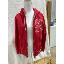American Eagle Outfitters Red Full Zip Hoodie XS Embroidered Crest Logo AE 1977