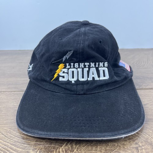 Lightning Squad Hat Lockhead Martin Black Hat Adjustable Black Adult Size Hat - Picture 2 of 16