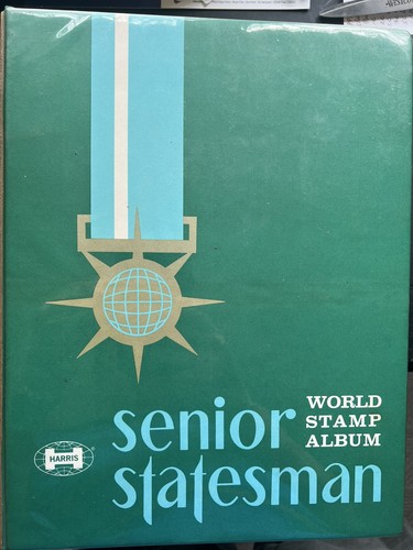 H.E. Harris Senior Statesman World Stamp Album A-Z 1978 w/ about 1200 stamps.