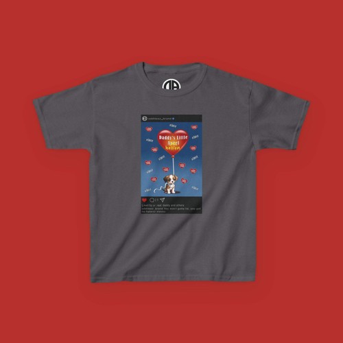 "Daddy's Little Hellion" Cute Puppy Dog Design Post, Unisex Kid's Short-Sleeve H - Picture 48 of 98