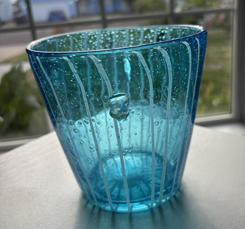 Vintage Venini for Disaronno Blue Hand Blown Glass Ice Bucket Made in Italy - Picture 2 of 13