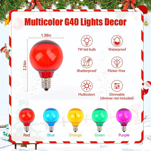 Lichterkette Außen G40 LED Glühbirnen Beleuchtung 25+1 Birnen Bunt 15M IP44 - Bild 18 von 19