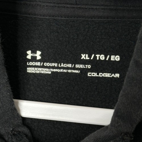 Under Armour Mens XL ColdGear Hoodie Pullover Sweatshirt Black Logo Activewear - Picture 4 of 8