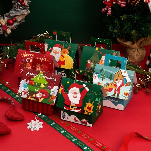 12PCS Christms Gift Cookies Boxes Christms Eve Candy Apples Holder House Design - Picture 11 of 12